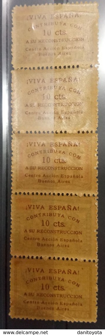 VIÑETAS GUERRA CIVIL.  ARGENTINA.  EDIFIL 2527/31 * - Spanish Civil War Labels