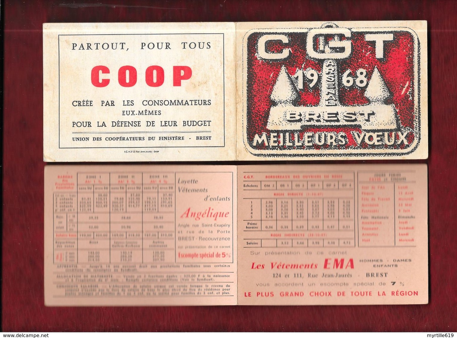 CGT - Arsenal De Brest - Petit Calendrier De Poche 1968 - Dessin De François Perhirin - - Petit Format : 1961-70