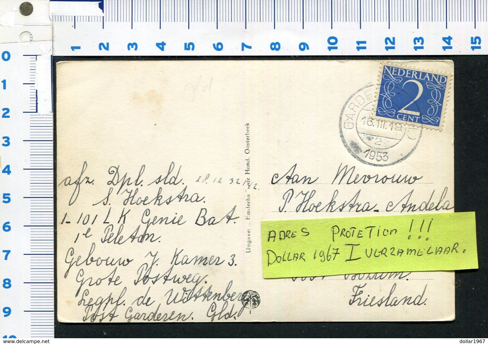 Legerplaats Wolweg 170, Bij "wittenberg' Stroe Cantine.-1953  -  Used  - See The 2 Scans For Condition.(Originalscan !!) - Barneveld