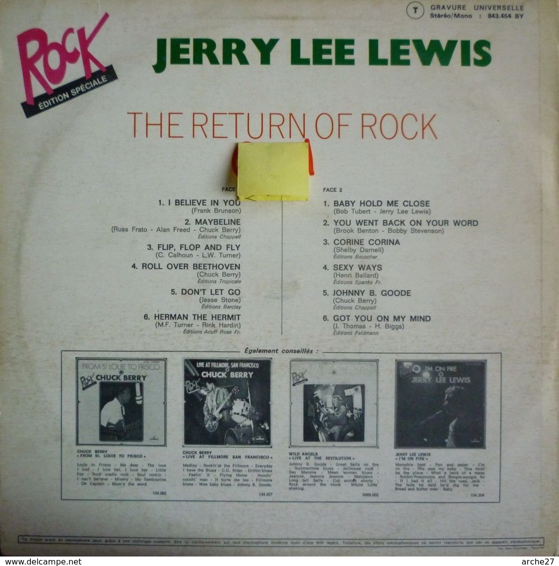 JERRY LEE LEWIS - LP - 33T - Disque Vinyle - The Return Of Rock - 843454 - Rock