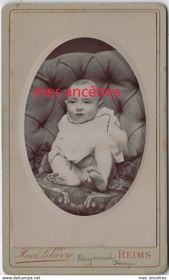 CDV Bébé Garçon Impudique- Nommé Raymond DEVEZE-photo Henri Lelièvre à Reims - Old (before 1900)