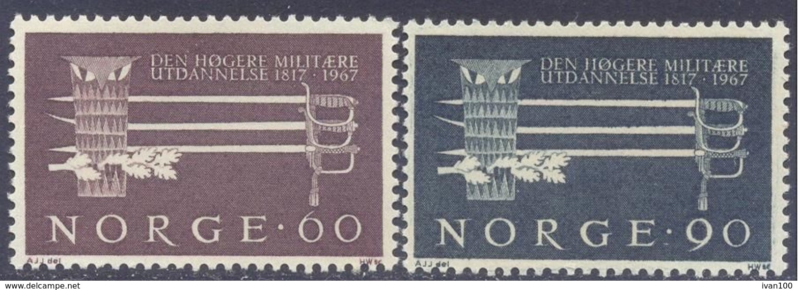 1967. Norway, Military Academy, Mich.553-54, 2v, Mint/** - Unused Stamps