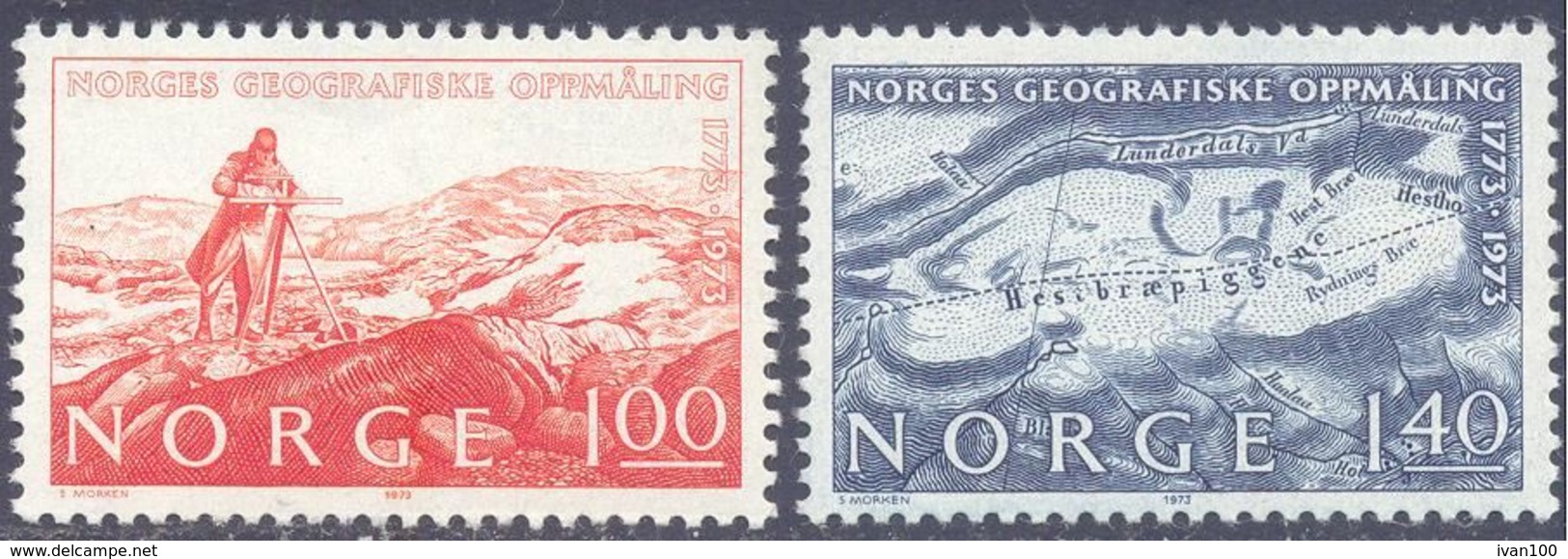 1973. Norway, 200y Of Geographic Measuring, Mich.674-75, 2v, Mint/** - Unused Stamps