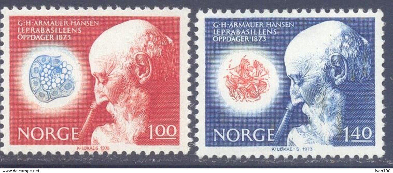 1973. Norway, Discovery Of Leprosy - Bazillus, Mich.658-59, 2v, Mint/** - Unused Stamps