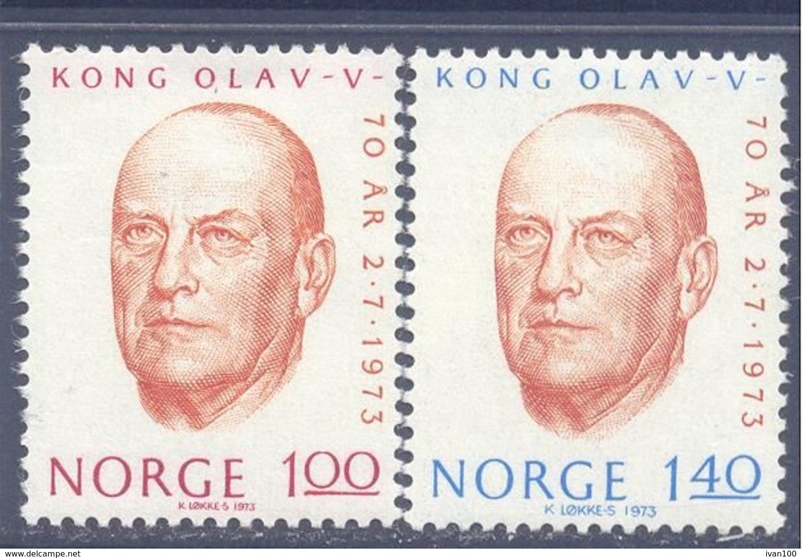 1973. Norway, King Olav V, Mich.664-65, 2v, Mint/** - Ongebruikt