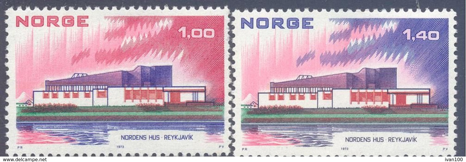 1973. Norway, The Nordic House, Mich.662-63, 2v, Mint/** - Ongebruikt