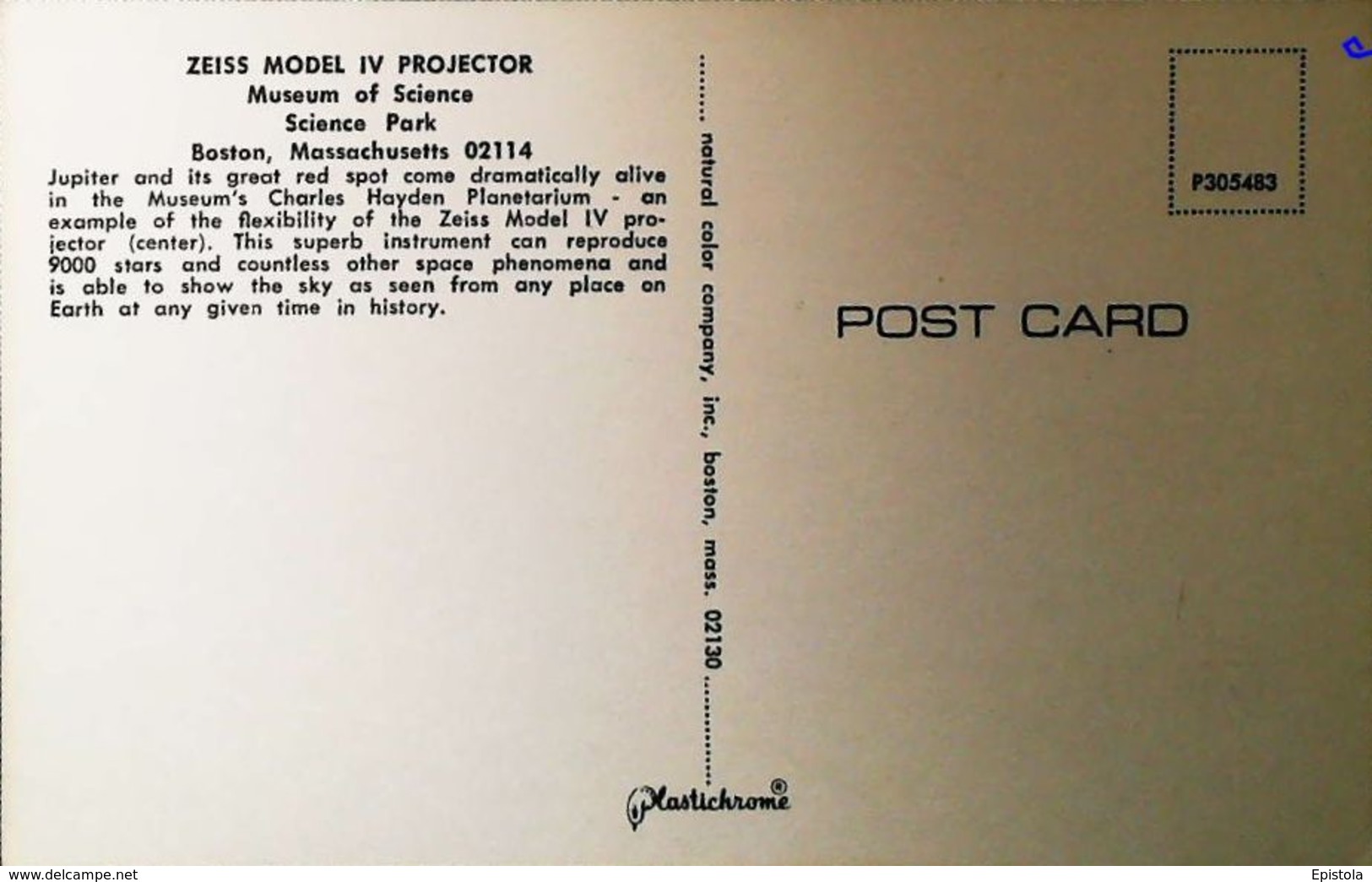 1960s Postcard  Zeiss Model IV Projector - Museum Of Science  -Boston Mass. USA - Filmprojectoren