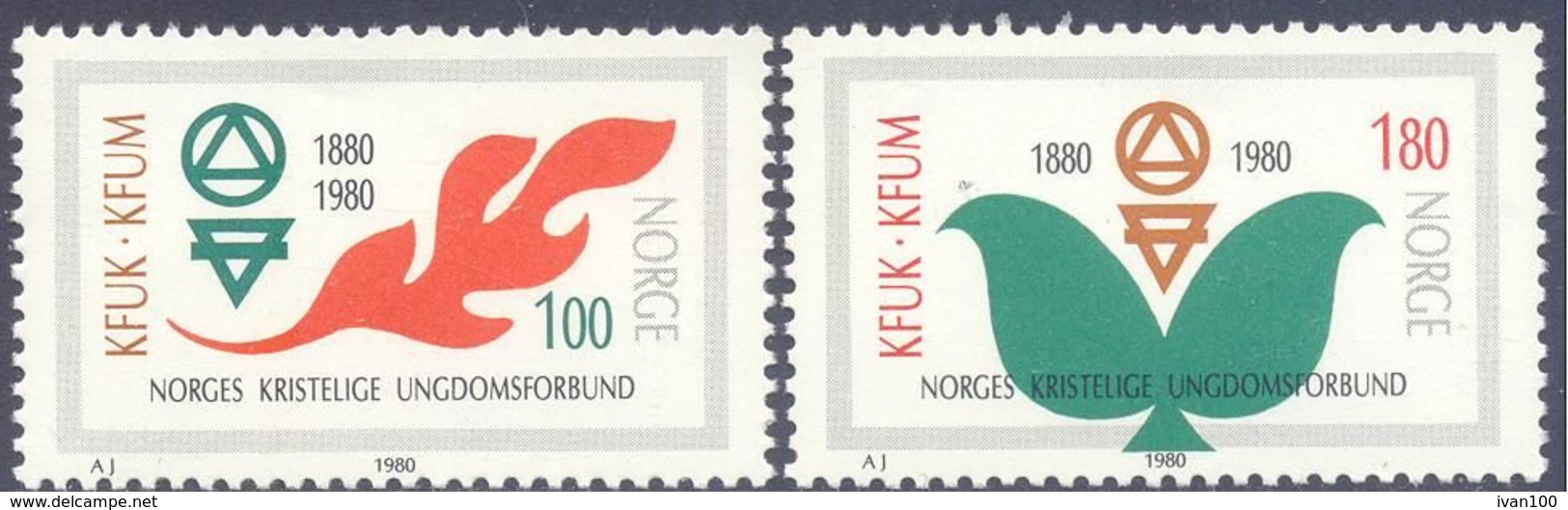 1980. Norway, Christian Youth Liogue, Mich.809-10, 2v, Mint/** - Nuevos