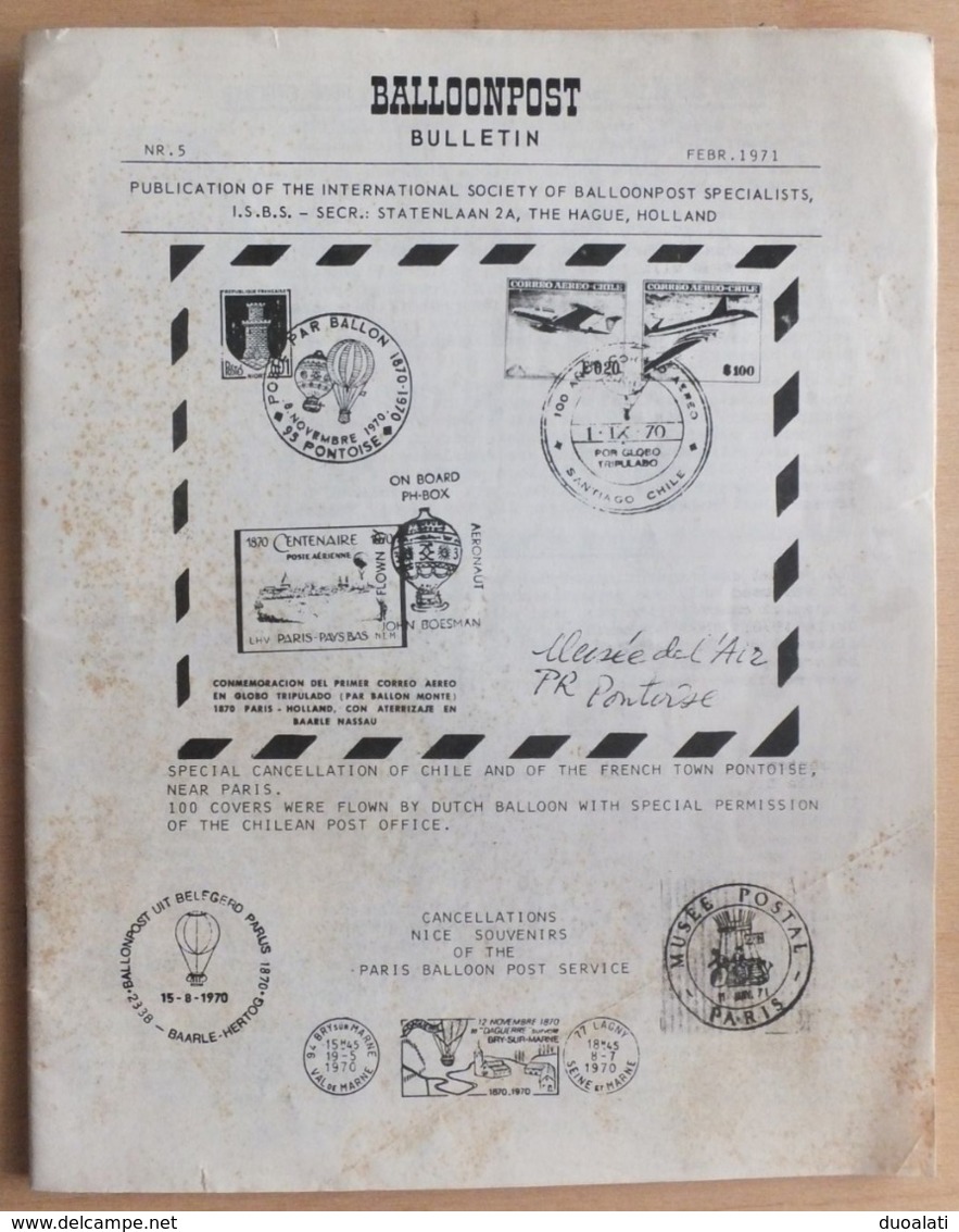 Balloonpost Bulletin February 1971 No. 5 Hague Holland International Society Of Balloonpost Specialists - Poste Aérienne & Histoire Postale