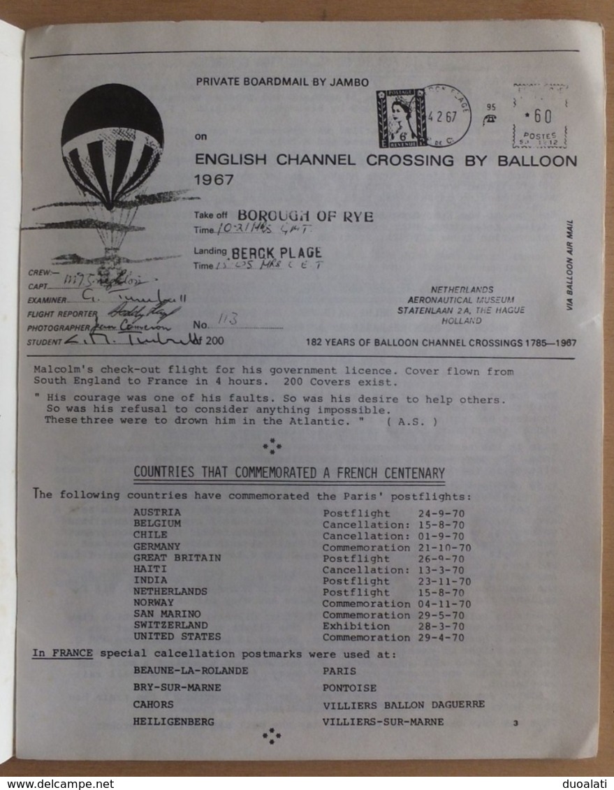 Balloonpost Bulletin February 1971 No. 5 Hague Holland International Society Of Balloonpost Specialists - Correo Aéreo E Historia Postal