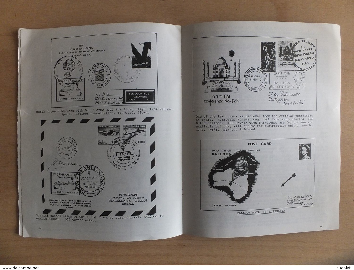 Balloonpost Bulletin February 1971 No. 5 Hague Holland International Society Of Balloonpost Specialists - Correo Aéreo E Historia Postal