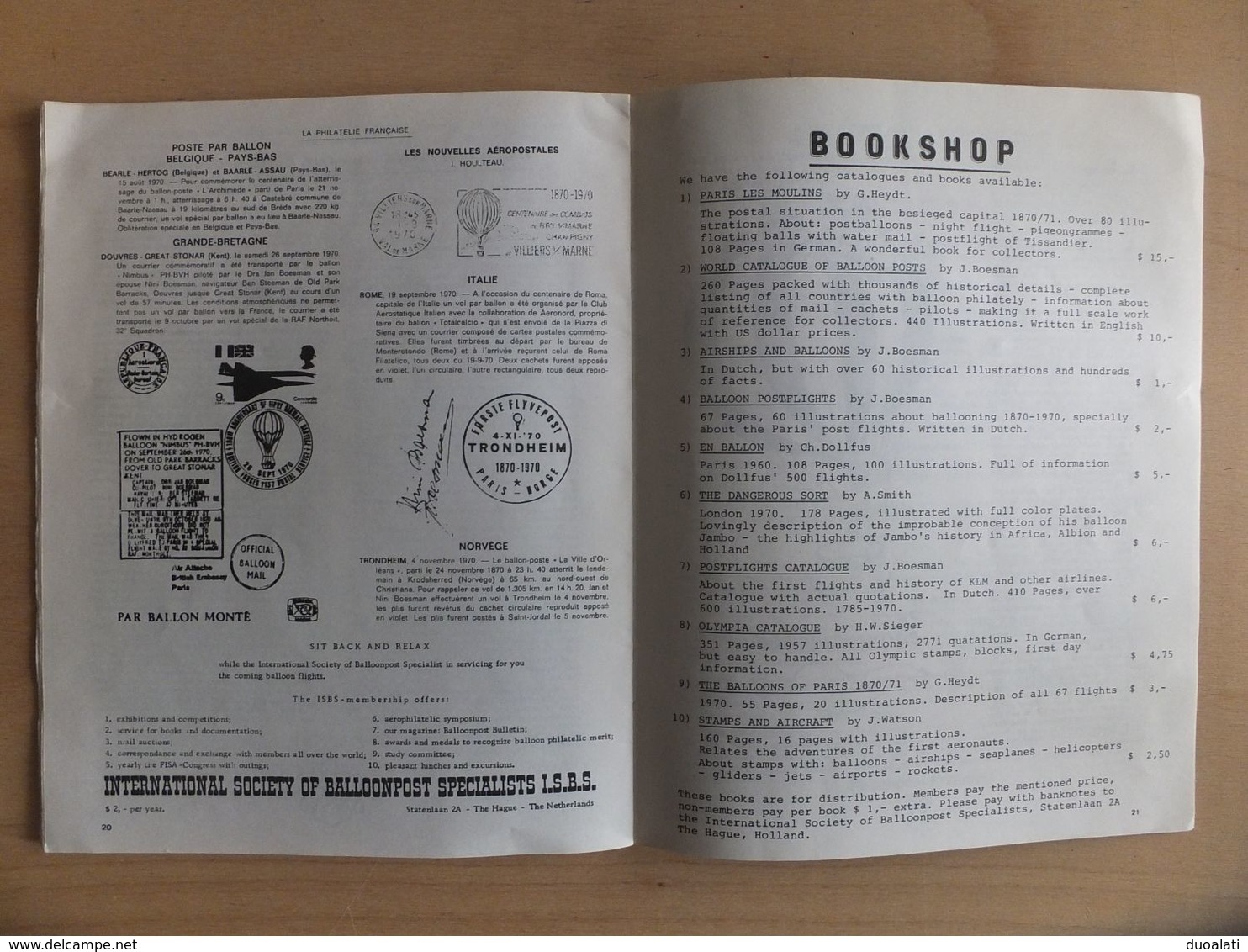 Balloonpost Bulletin February 1971 No. 5 Hague Holland International Society Of Balloonpost Specialists - Luchtpost & Postgeschiedenis