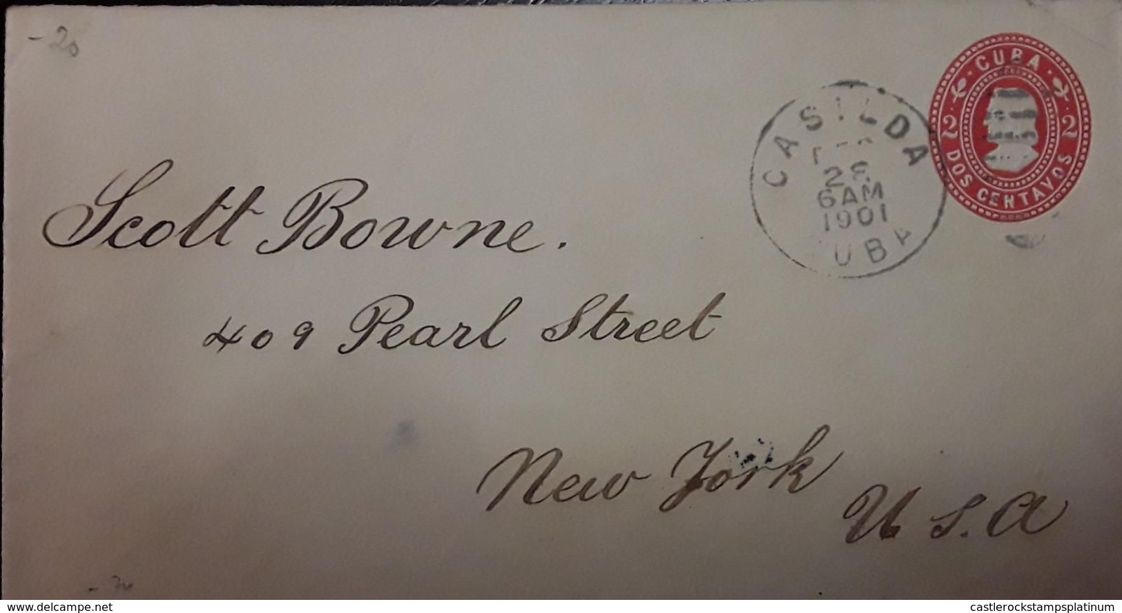 O) 1901 CUBA, COLON . COLUMBUS 2c POSTAL STATIONERY  - PS B9- STATIONARY, FROM CASILDA TO USA - Briefe U. Dokumente