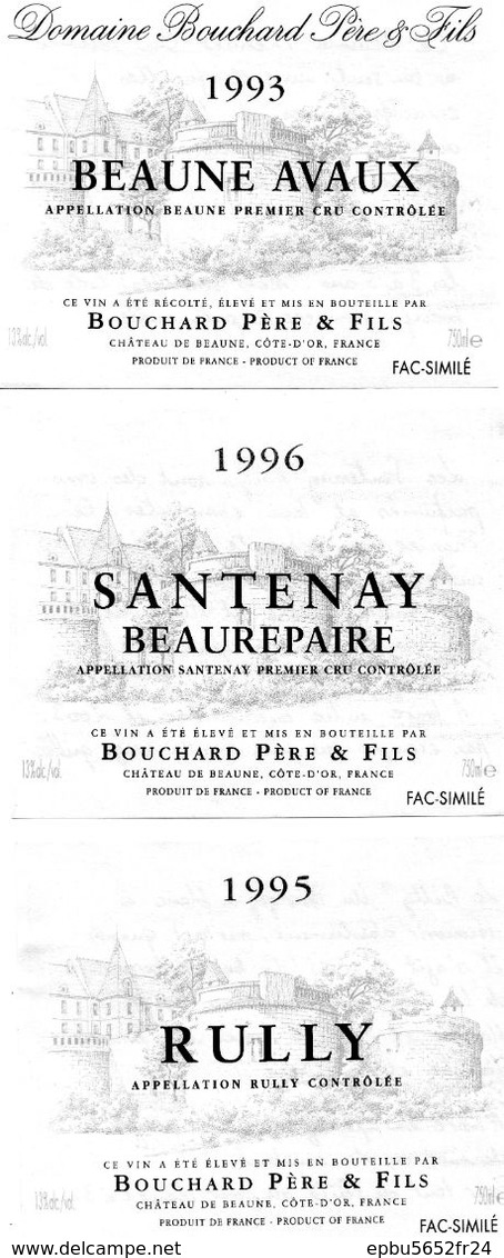 6 étiquettes  Bouchard Père & Fils Château De Beaune Cote D'Or En Fac-Similé - Collezioni & Lotti