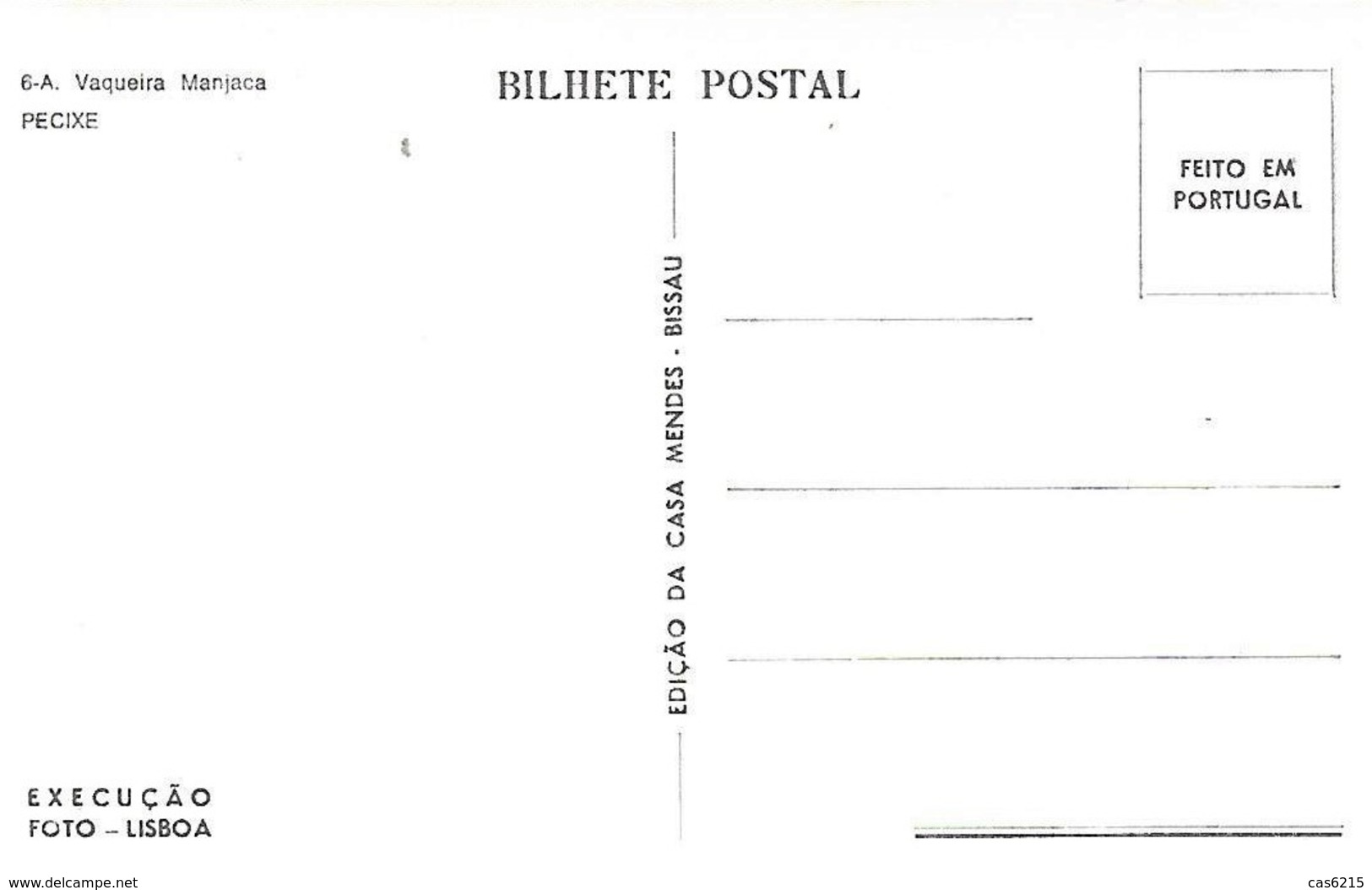 Guiné Portuguesa Ethnique Ethnic Nú Nude Naked Vaqueira Manjaca Pecixe Unused Non Voyagé - Africa