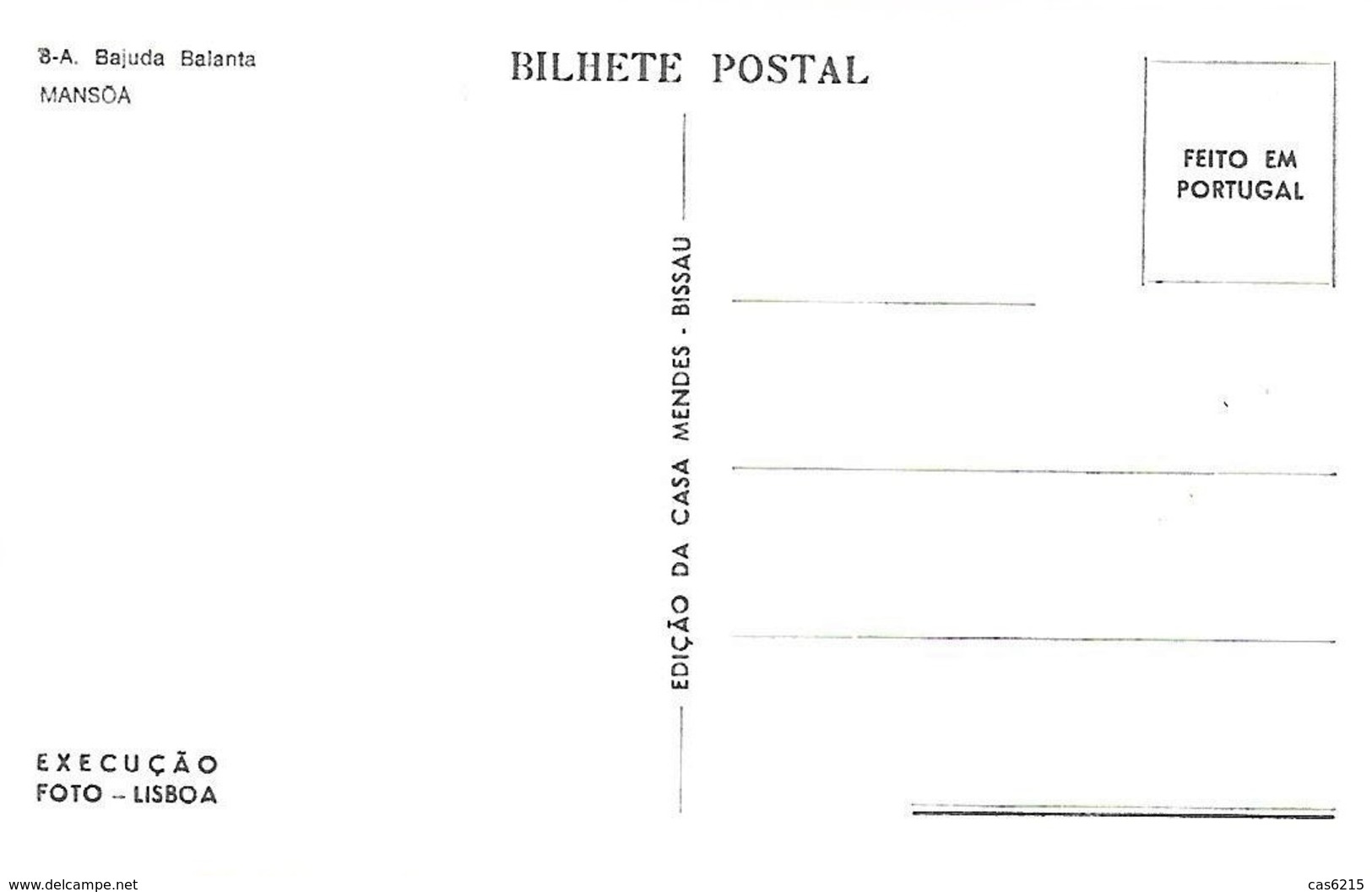 Guiné Portuguesa Ethnique Ethnic Nú Nude Naked Bajuda "Balanta"  Mansôa Unused Non Voyagé - Africa