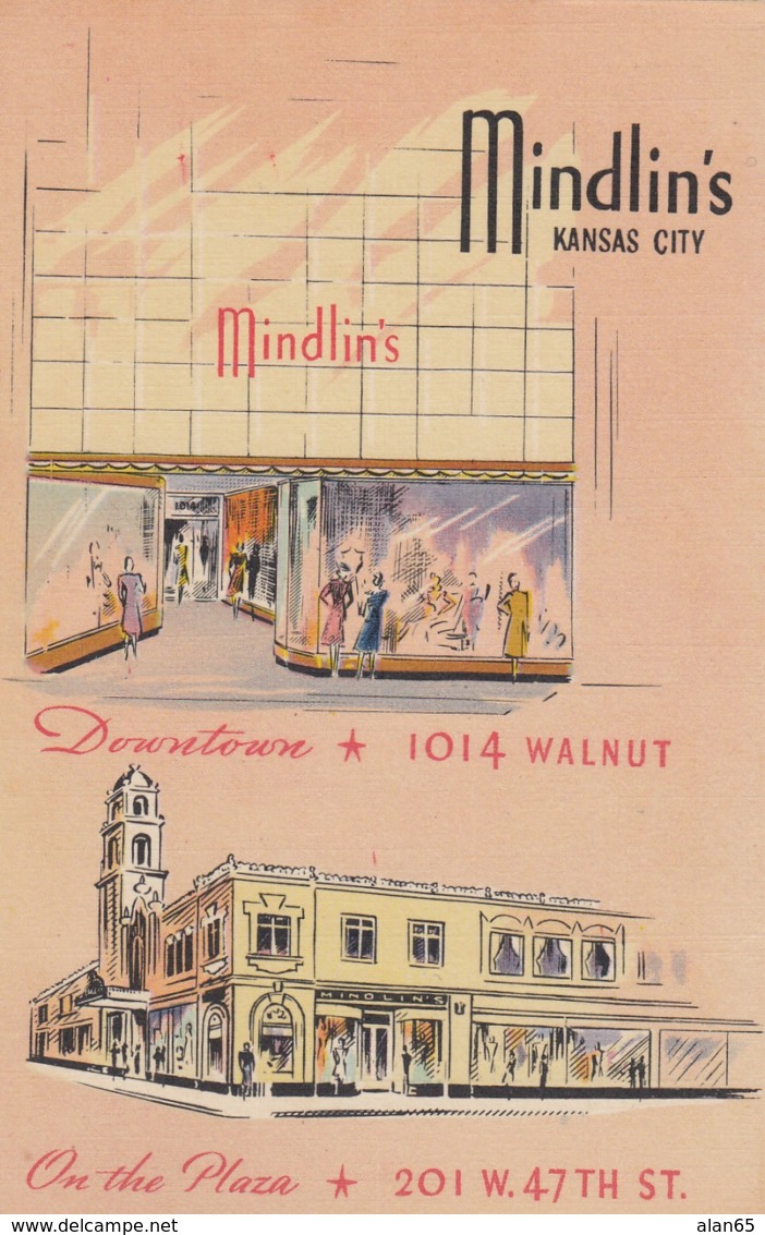 Kansas City Missouri, Mindlin's Women's Clothing Store C1940s Vintage Linen Postcard - Kansas City – Missouri