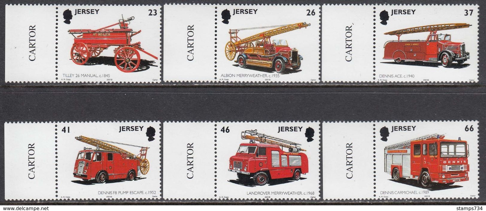 Jersey 2001 - Fire Trucks, Mi-Nr. 996/1001, MNH** - Jersey