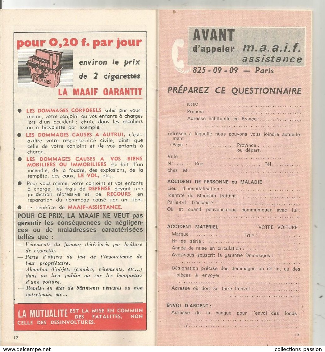 JC , MEMENTO DU MUTUALISTE , MAAIF ,1969, 79,NIORT, 48 Pages,4 Scans , Frais Fr 2.45 E - Autres & Non Classés