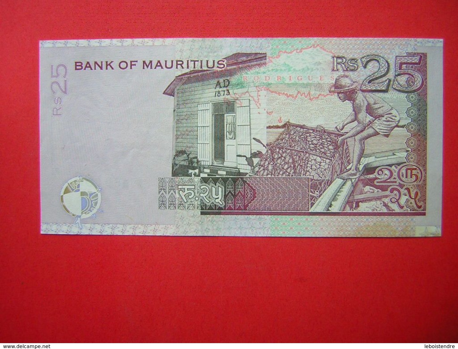 1 BILLET BANK OF MAURITIUS  RS 25  TWENTY FIVE   1999 - Mauricio
