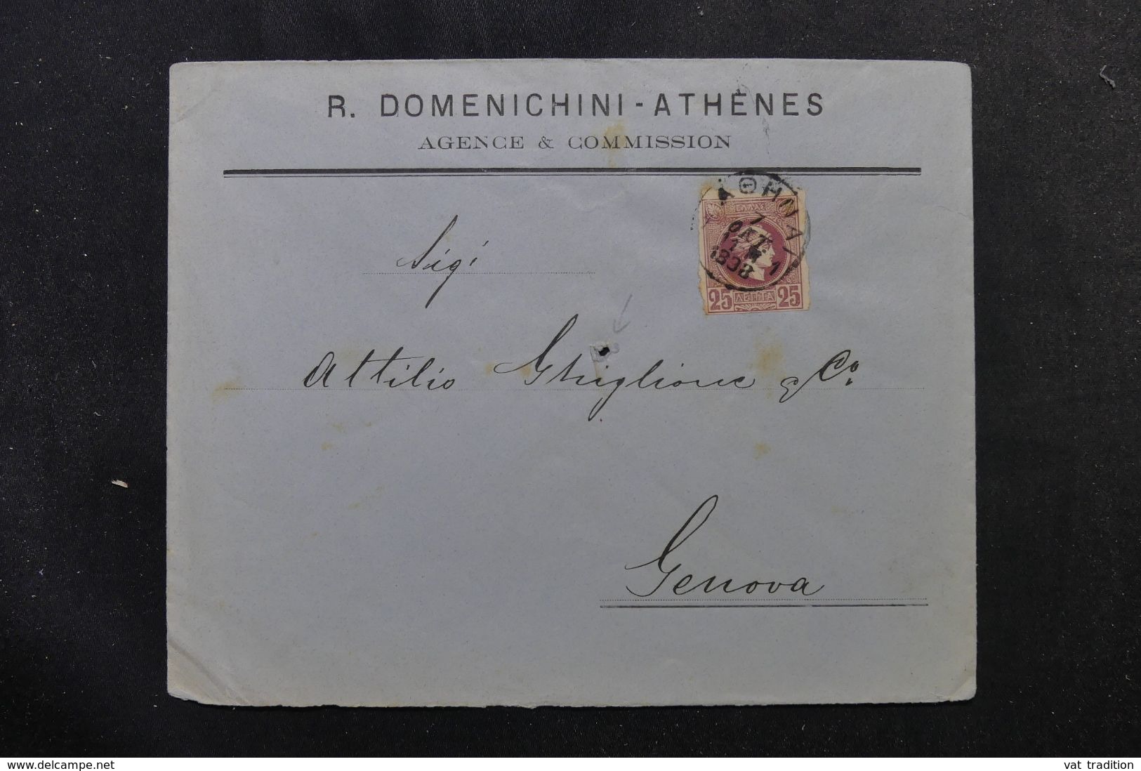 GRECE - Enveloppe Commerciale De Athènes Pour L'Italie En 1898, Affranchissement Plaisant - L 63180 - Cartas & Documentos