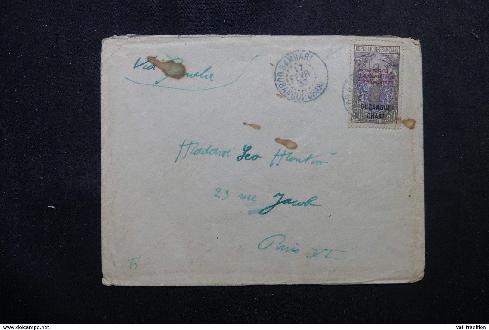 OUBANGUI-CHARI - Enveloppe De Bambari Pour Paris En 1933, Affranchissement Plaisant - L 63181 - Cartas & Documentos