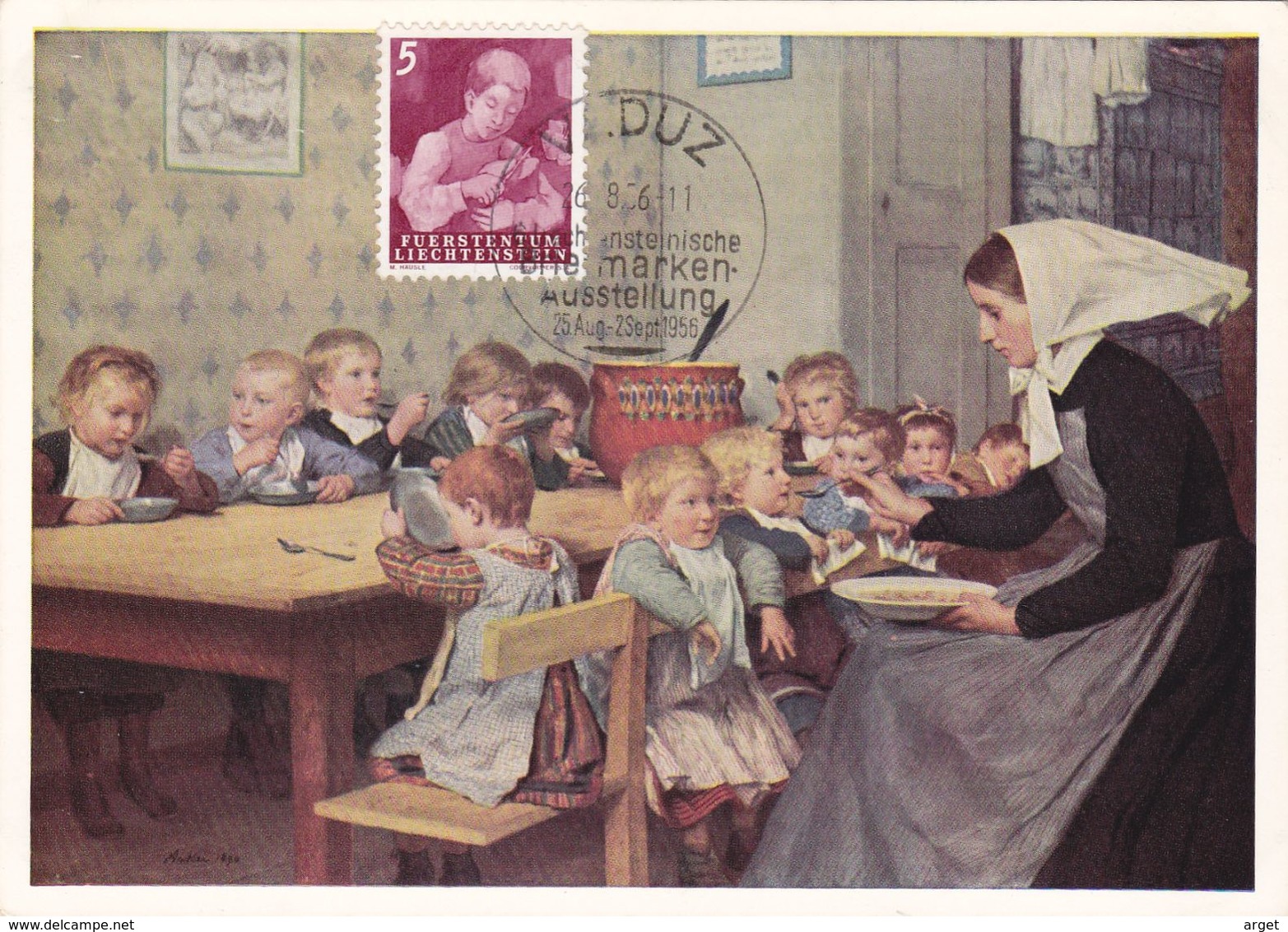 Carte-Maximum LIECHTENSTEIN N° Yvert 251 (La Crèche Par Albert ANKER) Obl Sp 1956 - Tarjetas – Máxima