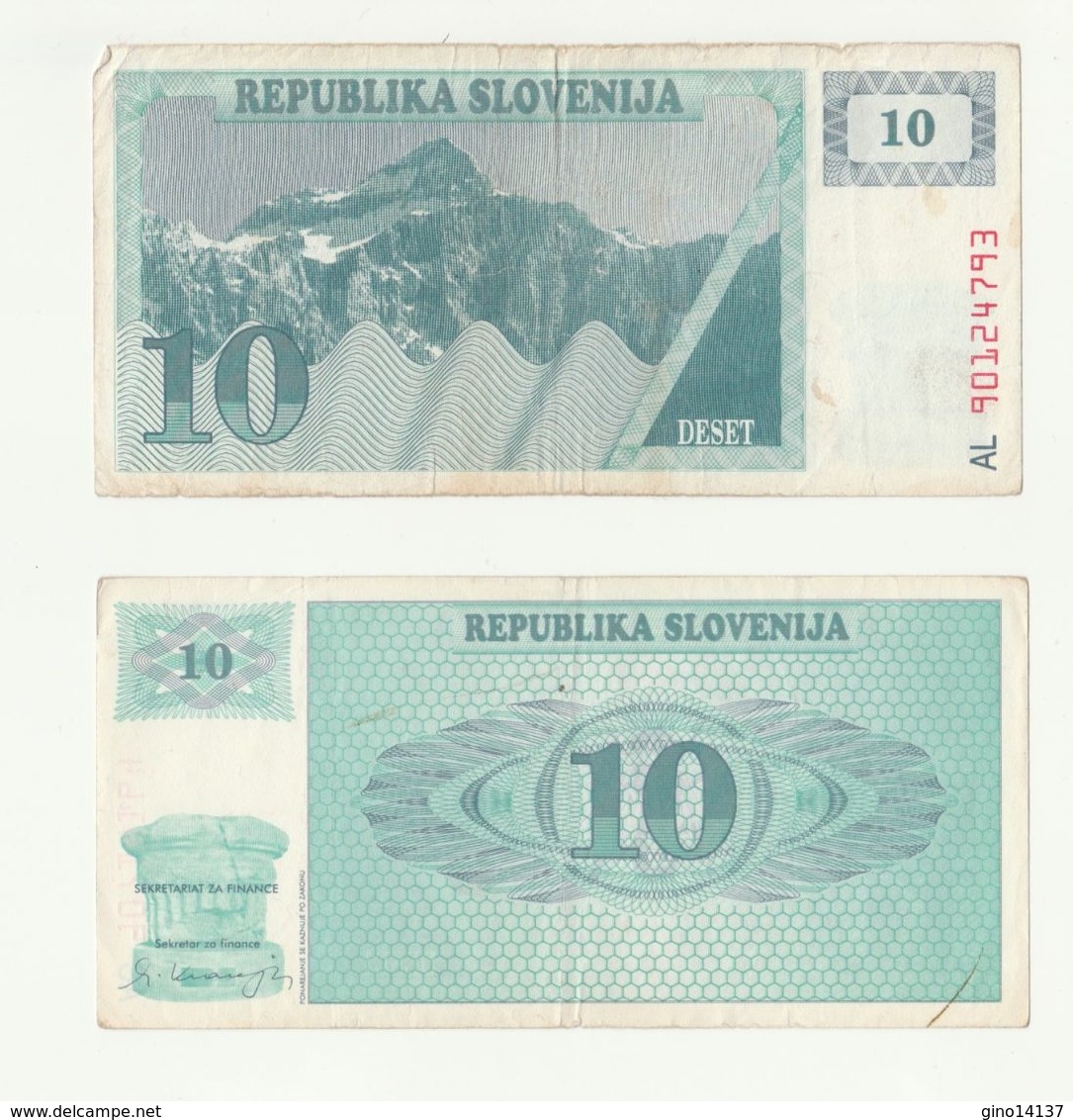 Banconota ORIGINALE REPUBLIKA SLONENIJA - 10 DESET (TALLERO) SLOVENIA - - Slowenien