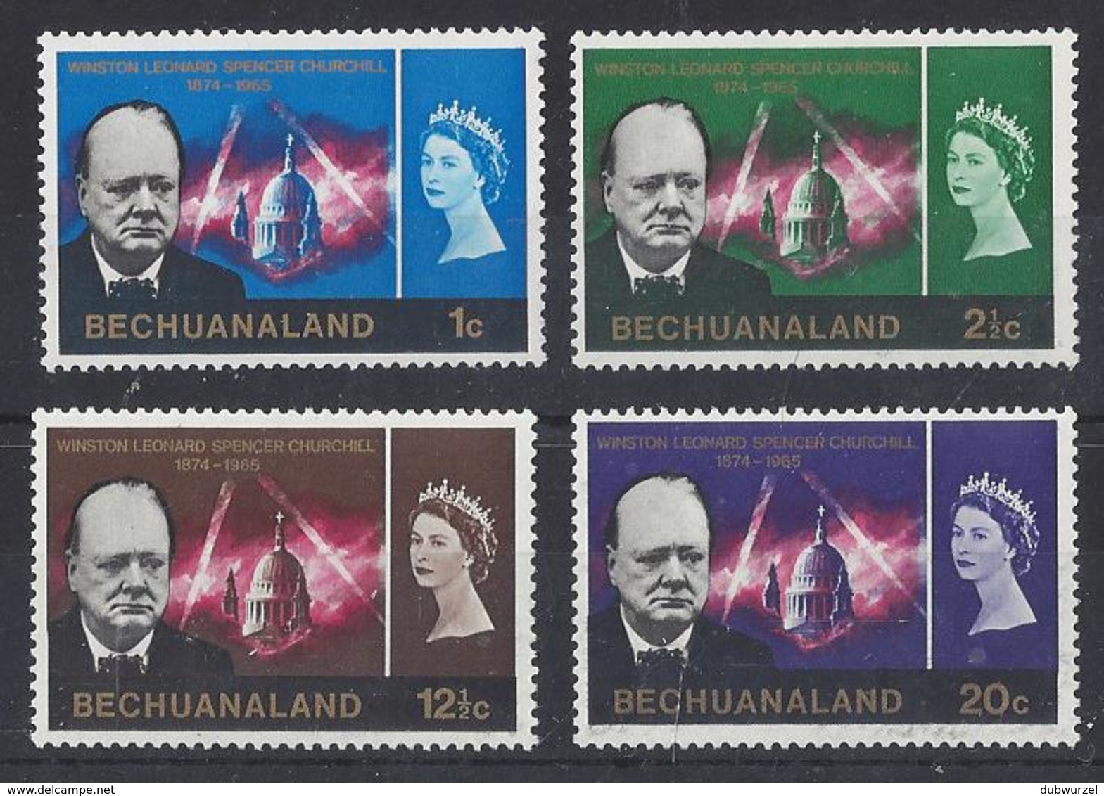 BECHUANALAND....QUEEN ELIZABETH II.(1952-NOW)...." 1966.."....CHURCHILL SET OF 4.......MH. - 1885-1964 Bechuanaland Protectorate