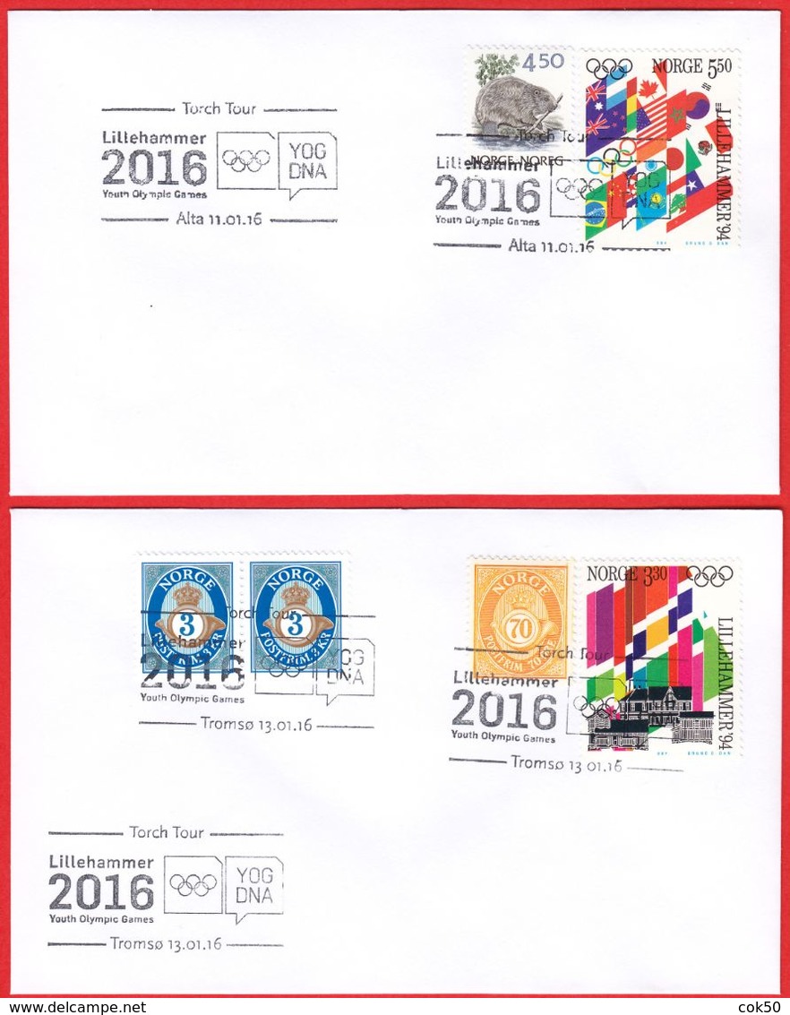 NORWAY - Lillehammer 2016 «Winter Youth Olympics - Torch Tour, Compl. All Postmarks» (read More Below - Study 22 Scans) - Invierno 2016: Lillehammer (Juegos Olímpicos De La Juventud)