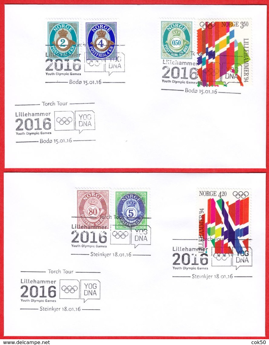 NORWAY - Lillehammer 2016 «Winter Youth Olympics - Torch Tour, Compl. All Postmarks» (read More Below - Study 22 Scans) - Hiver 2016: Lillehammer (JO De La Jeunesse)
