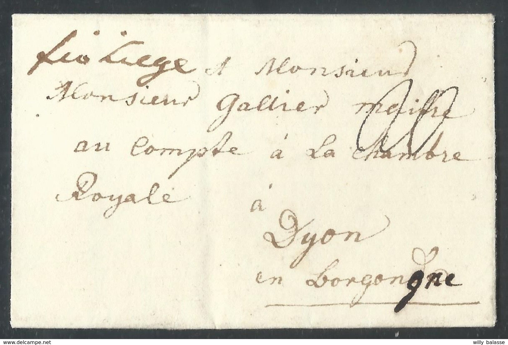 L Datée De Munster 1777 + Manuscrit "Fco Liege" + "20" Pour Dijon. - 1714-1794 (Paises Bajos Austriacos)