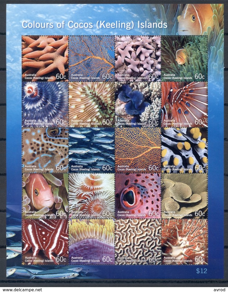 COCOS ISLANDS * 2011 * M/Sheet (20 Stamps) * MNH** Marine Life - Mi.No 464-483 - Isole Cocos (Keeling)