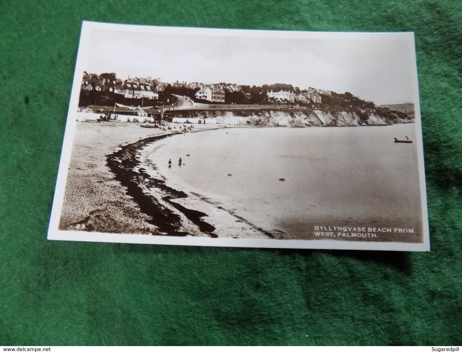 VINTAGE UK ENGLAND: CORNWALL Falmouth Gyllyngvase Beach From West Sepia Excel - Falmouth