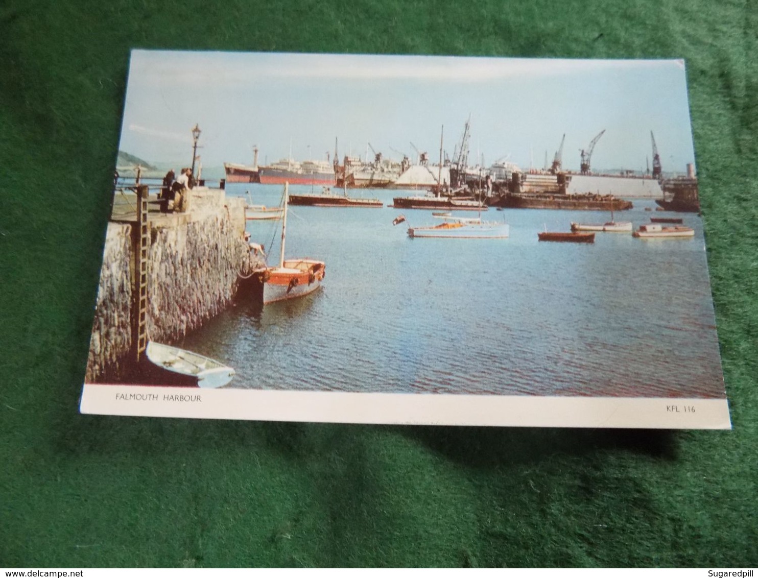 VINTAGE UK ENGLAND: CORNWALL Falmouth Harbour Panorama Ships Colour 1960 Cotman - Falmouth