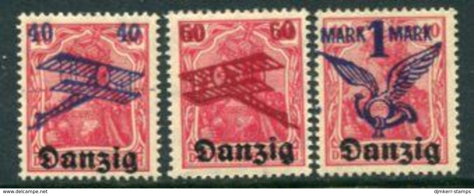 DANZIG 1920 Airmail Surcharges MNH / **.  Michel 50-52 - Other & Unclassified