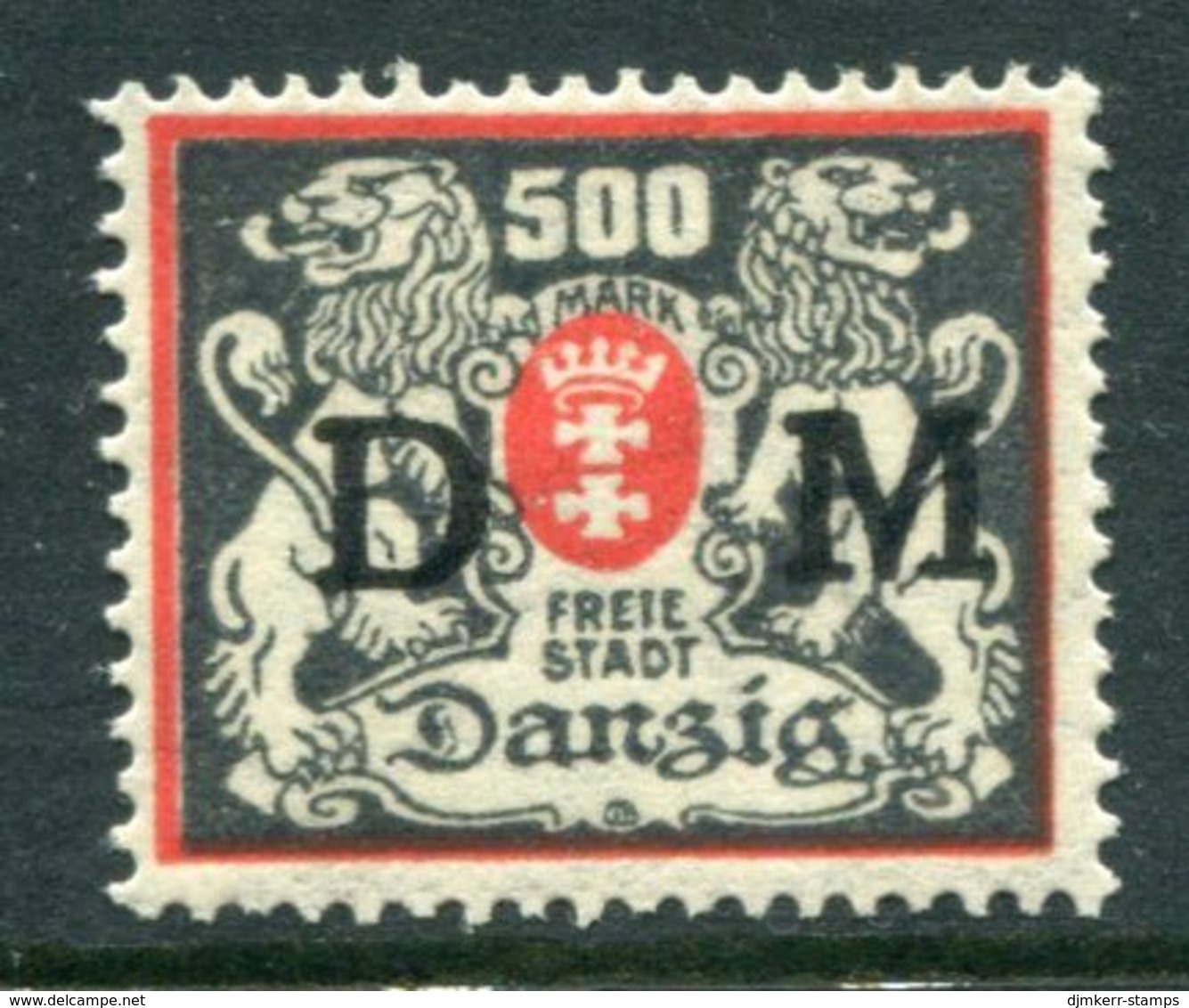 DANZIG 1923 Official 500 Mk. Without Rosette Underprint LHM / *.  Michel 39F - Dienstzegels