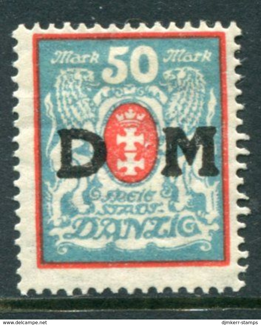 DANZIG 1923 Official 50 Mk. Without Rosette Underprint LHM / *.  Michel 33X F - Dienstzegels