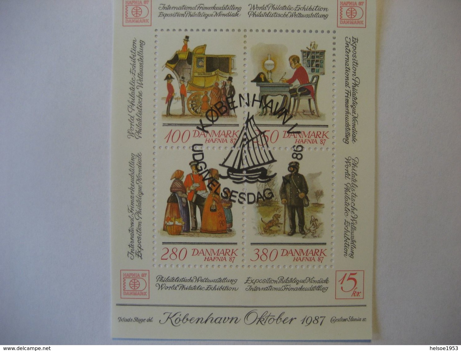 Dänemark 1987- 2 Block HAFNIA Internationale Briefmarkenausstellung Mit Sonderstempel - Blocks & Sheetlets