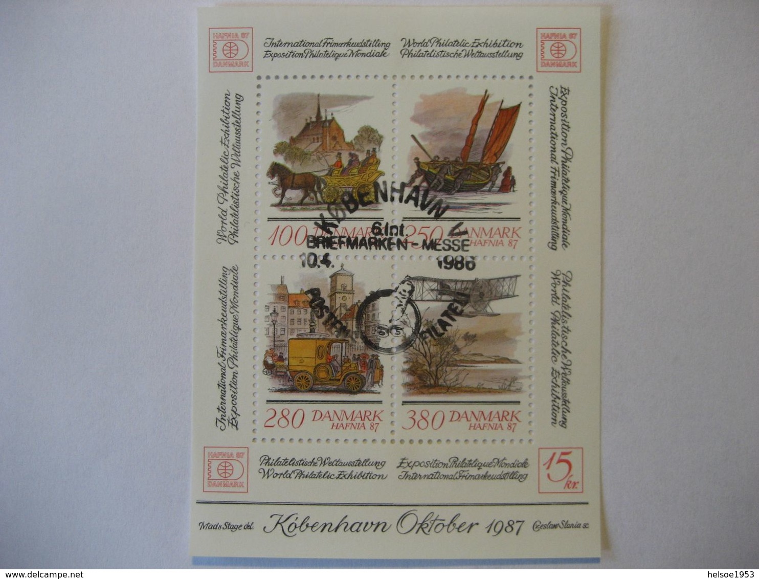 Dänemark 1987- 2 Block HAFNIA Internationale Briefmarkenausstellung Mit Sonderstempel - Blocks & Kleinbögen