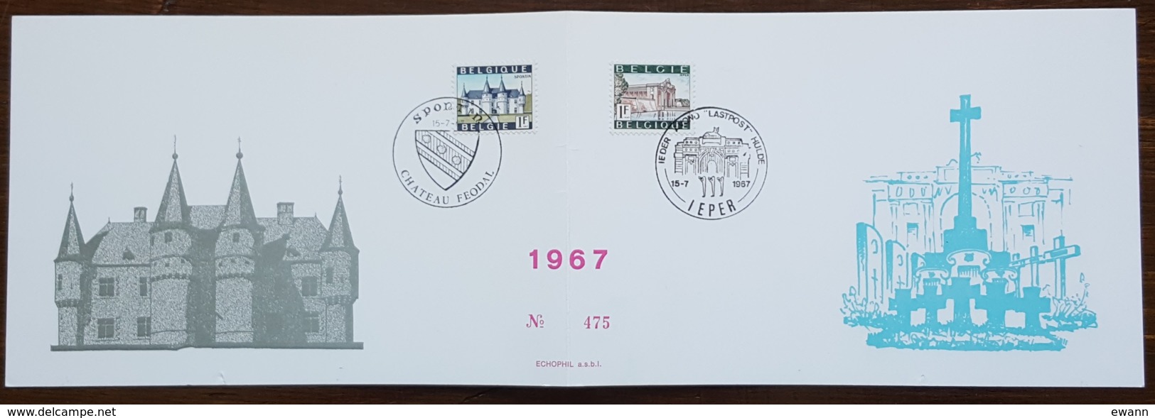 Belgique - CM 1967 - YT N°1423, 1424 - SPONTIN / IEDER - 1961-1970