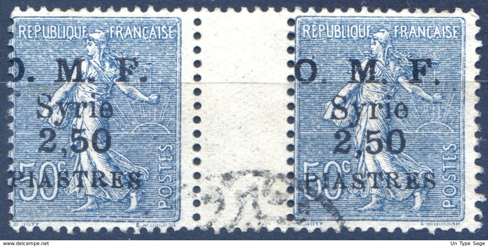 Syrie N°87 (paire Inter-panneau) Surcharge Déplacée - Oblitéré - (F530) - Used Stamps