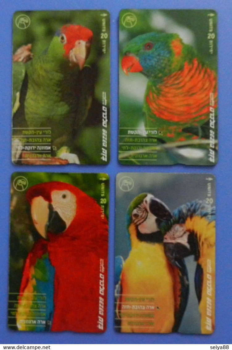 Israel X4 Set Bird Pajaro Aves Pappagallo Parrot Macaw Oiseaux Birds Lory - Papegaaien & Parkieten