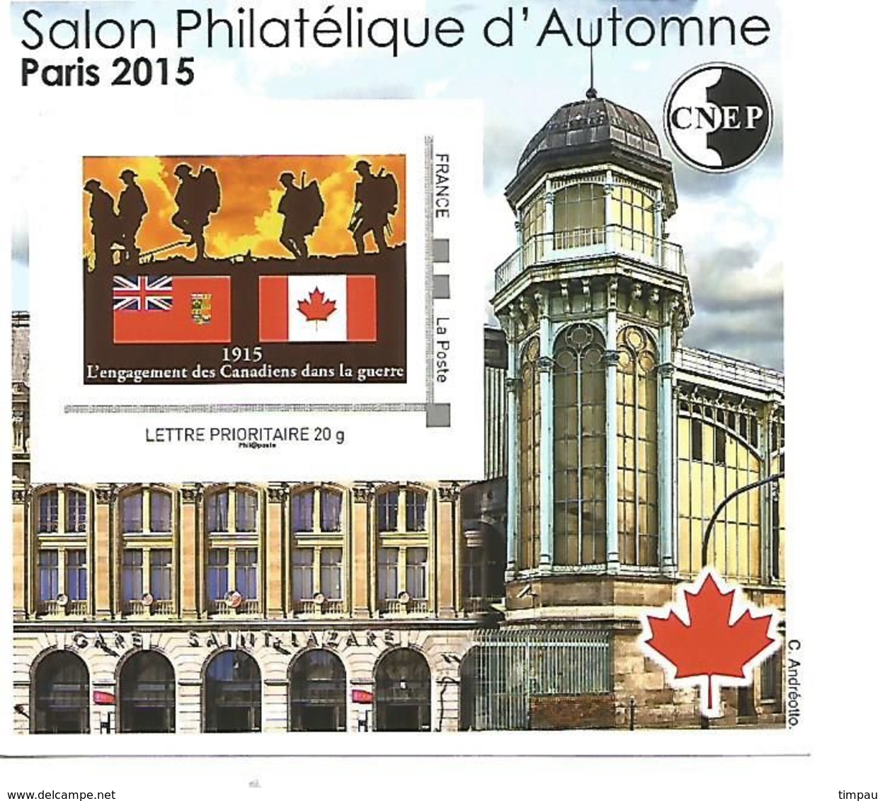 Feuillet Souvenir De La CNEP  Salon D' Automne  A Paris 2015 N° 69 Canada - Sonstige & Ohne Zuordnung