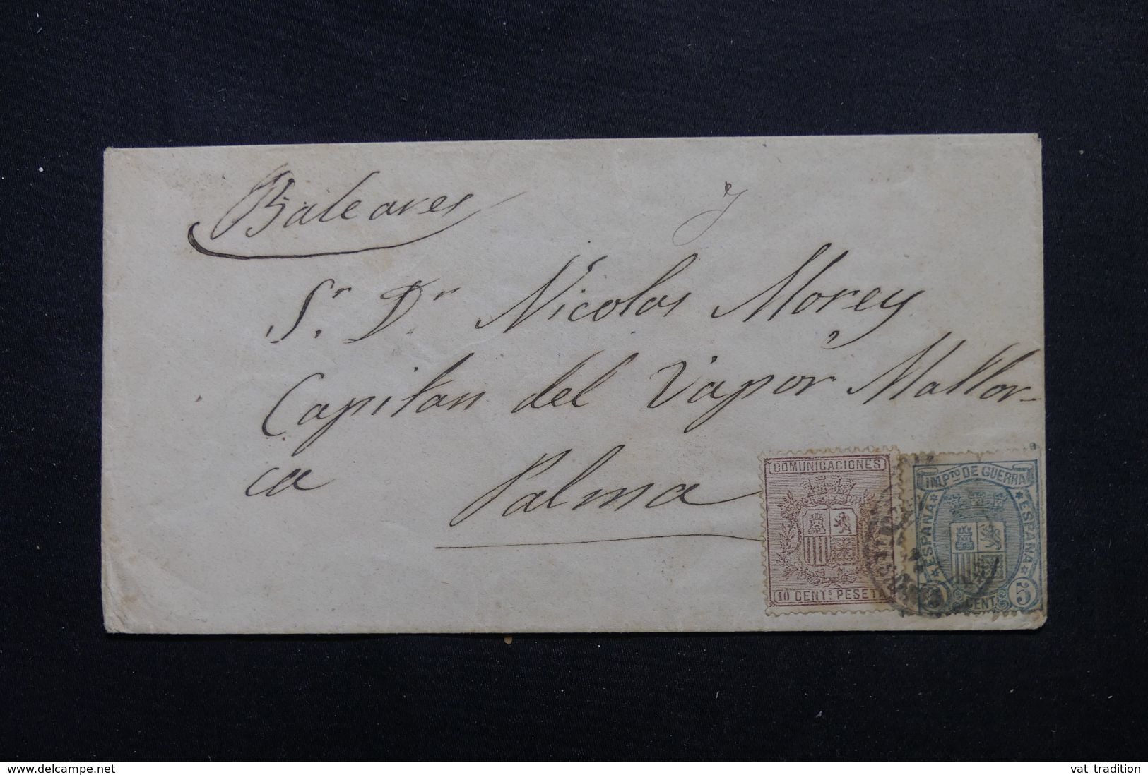 ESPAGNE - Enveloppe Pour Palma En 1875, Affranchissement Plaisant - L 63325 - Brieven En Documenten