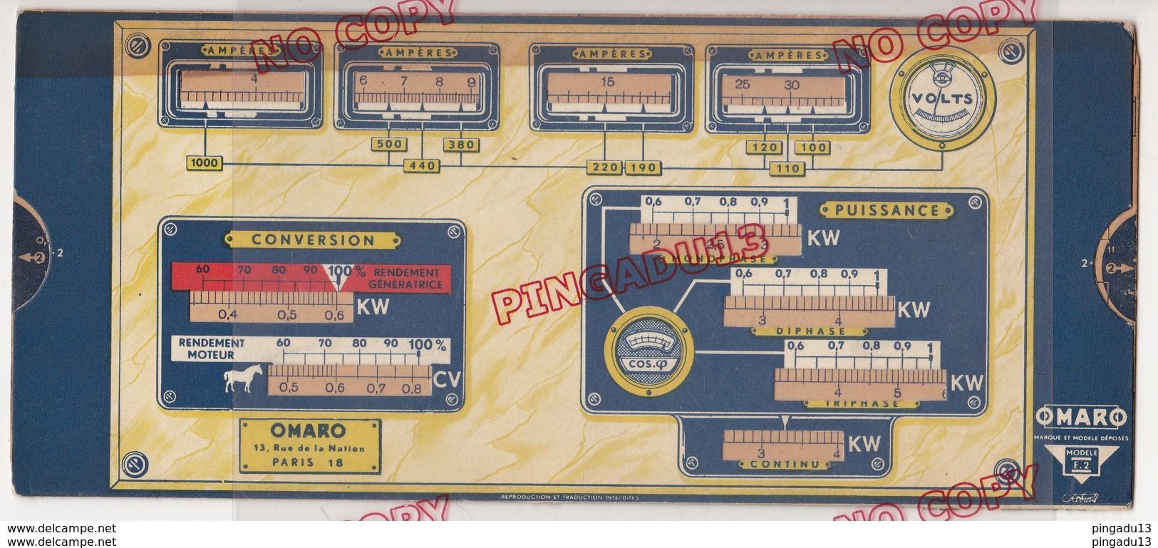 Au Plus Rapide Règle Calcul Conversion électricité Omaro Années 40-50 - Supplies And Equipment