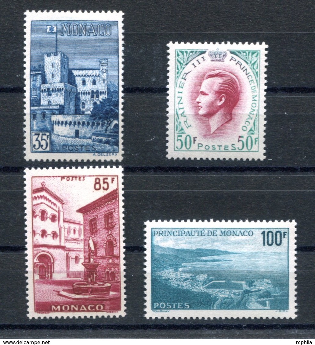 RC 17855 MONACO COTE 55€ N° 506 / 509 VUES ET PRINCE RAINIER III NEUF ** TB  MNH VF - Unused Stamps
