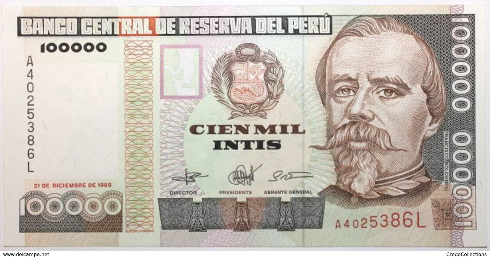 Pérou - 100000 Intis - 1989 - PICK 145 - NEUF - Peru