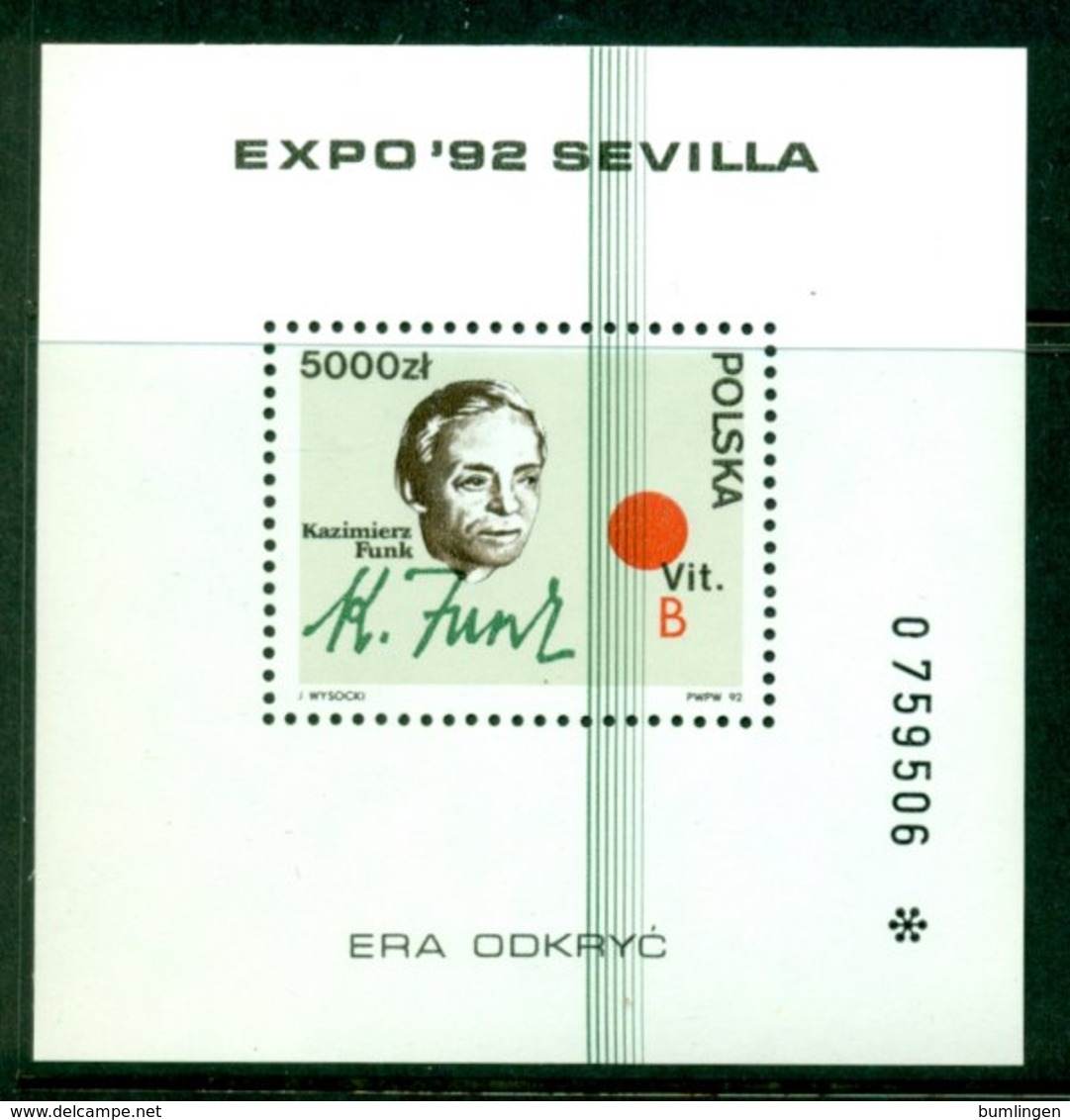 POLAND 1992 Mi BL 116** World Expo '92, Sevilla [A4277] - 1992 – Séville (Espagne)