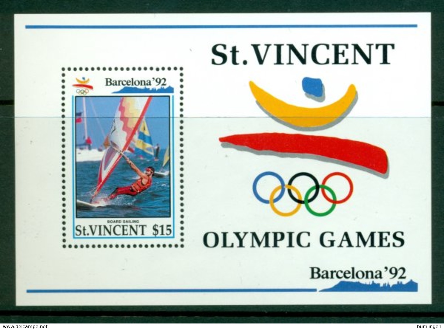 ST VINCENT 1992 Mi BL 205** Olympic Summer Games, Barcelona – Wind Surfing [A2507] - Summer 1992: Barcelona